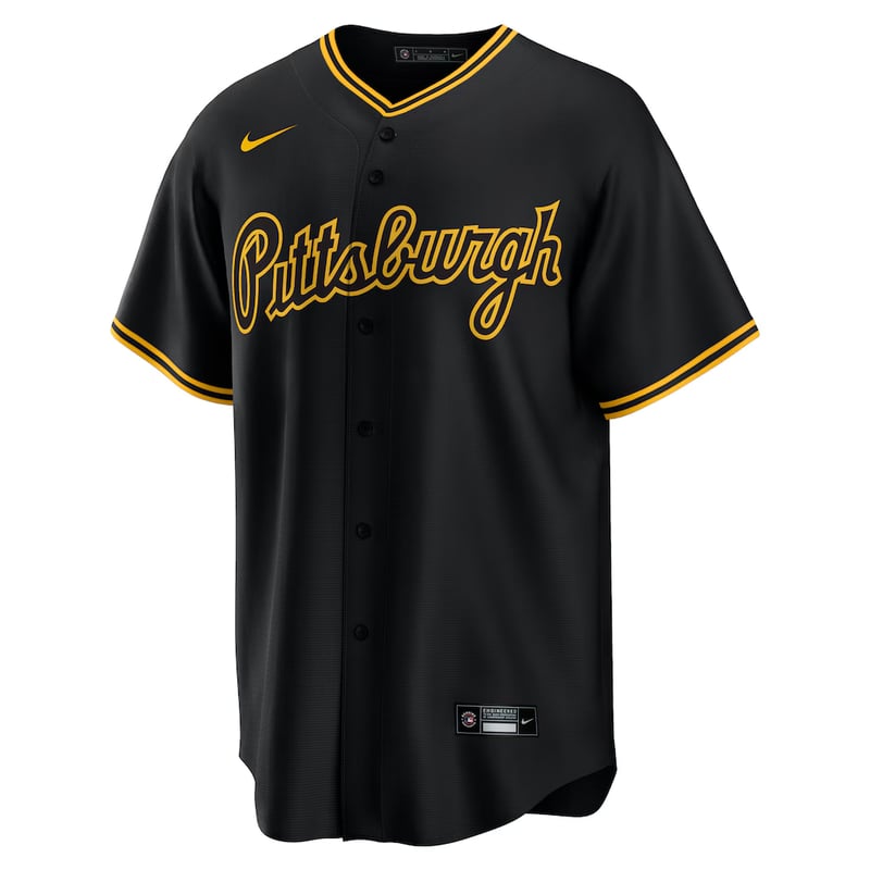 Pittsburgh Pirates Black Alternate jersey worn August 22 2026 against the Dodgers, from the MLB daily uniform tracker