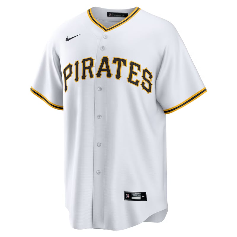 Pittsburgh Pirates Home White jersey worn August 17 2026 against the Detroit Tigers, from the MLB daily uniform tracker