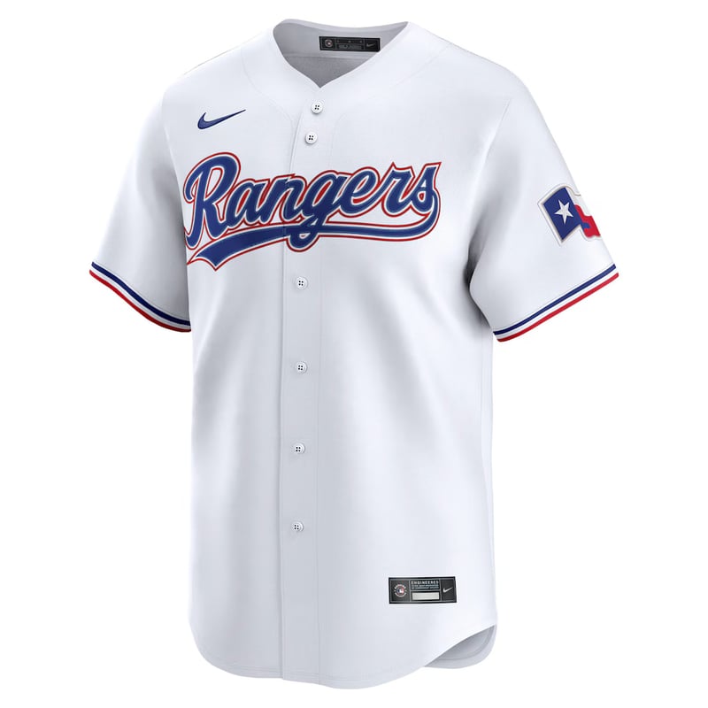 Texas Rangers Home White jersey worn August 22 2026 against the Angels, from the MLB daily uniform tracker