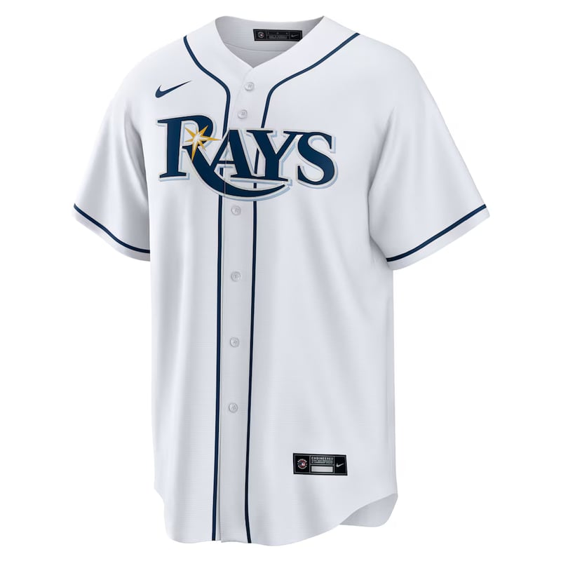 Tampa Bay Rays Home White jersey worn August 20 2026 against the Blue Jays, from the MLB daily uniform tracker