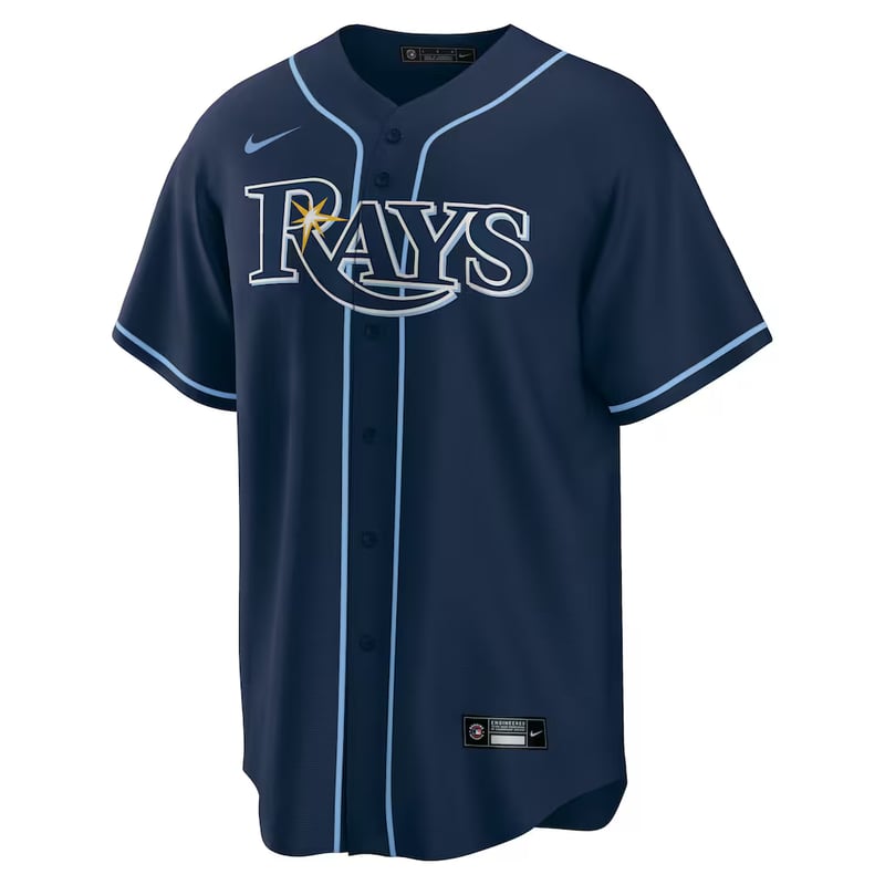 Tampa Bay Rays Navy Alternate jersey worn August 23 2026 against the Orioles, from the MLB daily uniform tracker