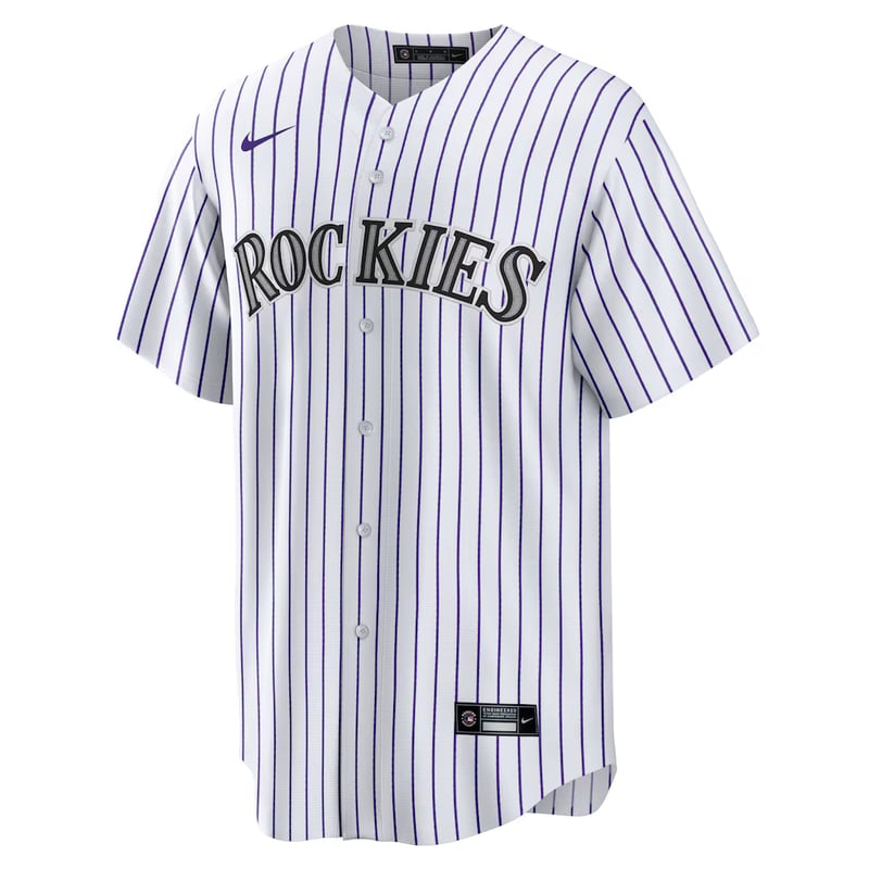Colorado Rockies Home White jersey worn August 23 2026 against the Guardians, from the MLB daily uniform tracker