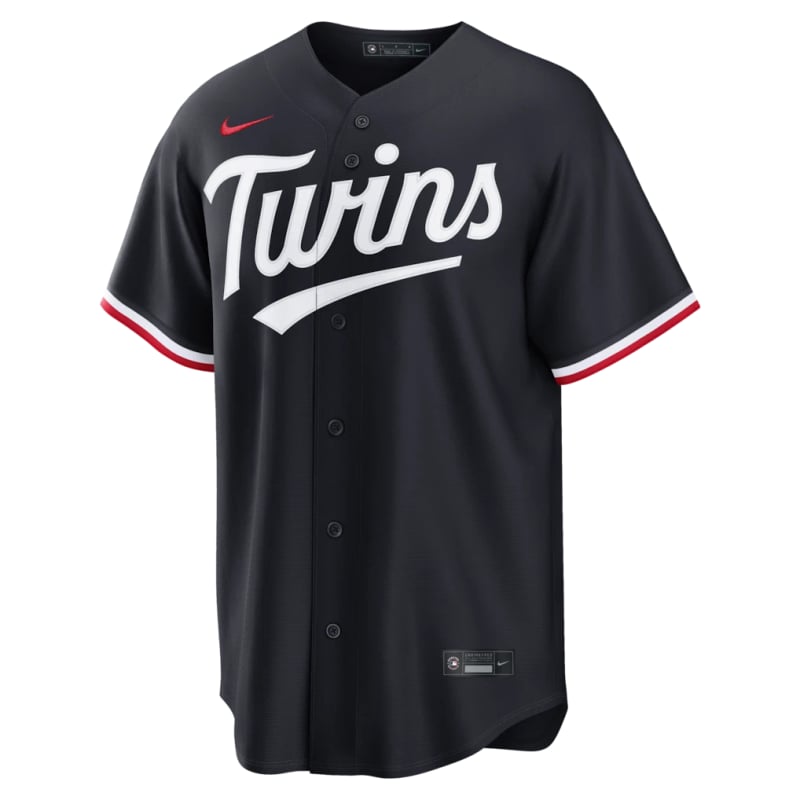 Minnesota Twins Navy Alternate jersey worn August 23 2026 against the Padres, from the MLB daily uniform tracker