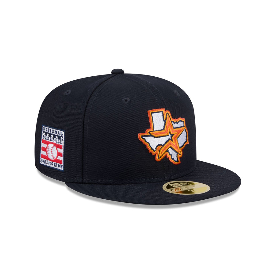 Houston Astros 2000s throwback batting practice cap, navy with the Texas-state logo and a gold star, Hall of Fame side patch
