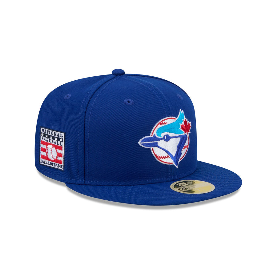 Toronto Blue Jays 1989-96 throwback cap, all royal blue with the split-color Blue Jays bird in a circle, Hall of Fame side patch