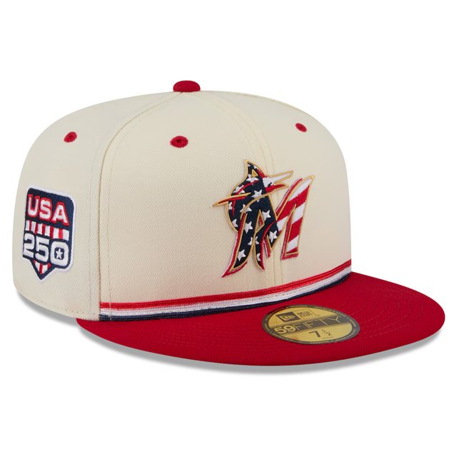 Miami Marlins 2026 USA 250 Fourth of July 59FIFTY hat