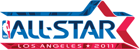 2011 NBA All-Star Game logo Los Angeles red and blue arrow wordmark