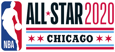 2020 NBA All-Star Game logo Chicago with four red stars from the city flag