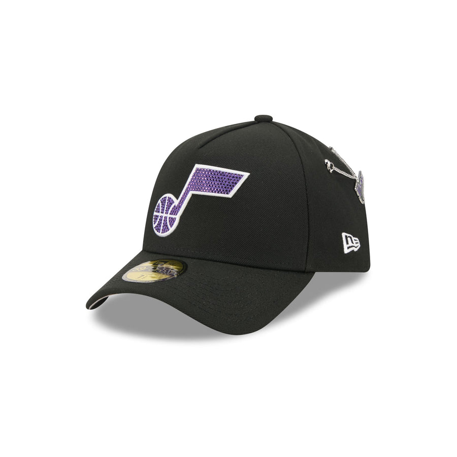 Utah Jazz 2026 NBA Draft New Era 59FORTY A-Frame hat with rhinestone note logo and chain pin