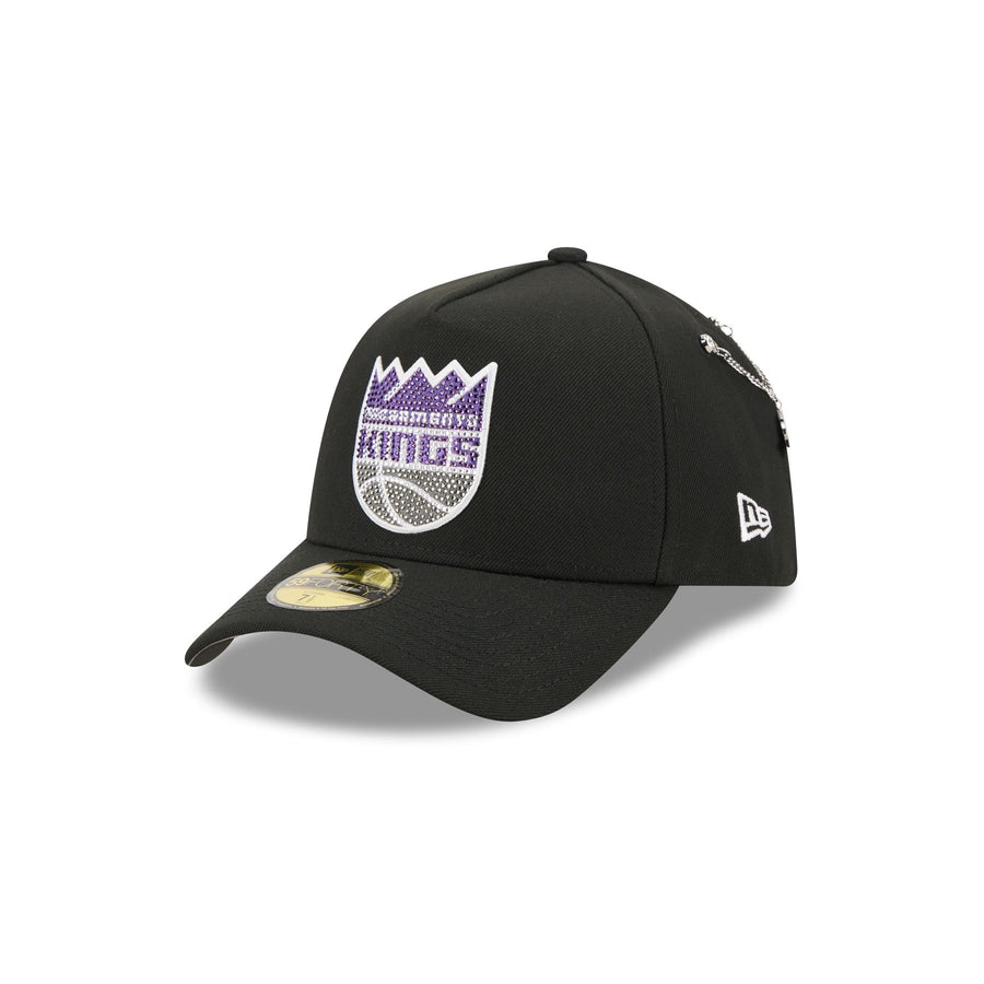 Sacramento Kings 2026 NBA Draft New Era 59FORTY A-Frame hat with rhinestone crown logo and chain pin