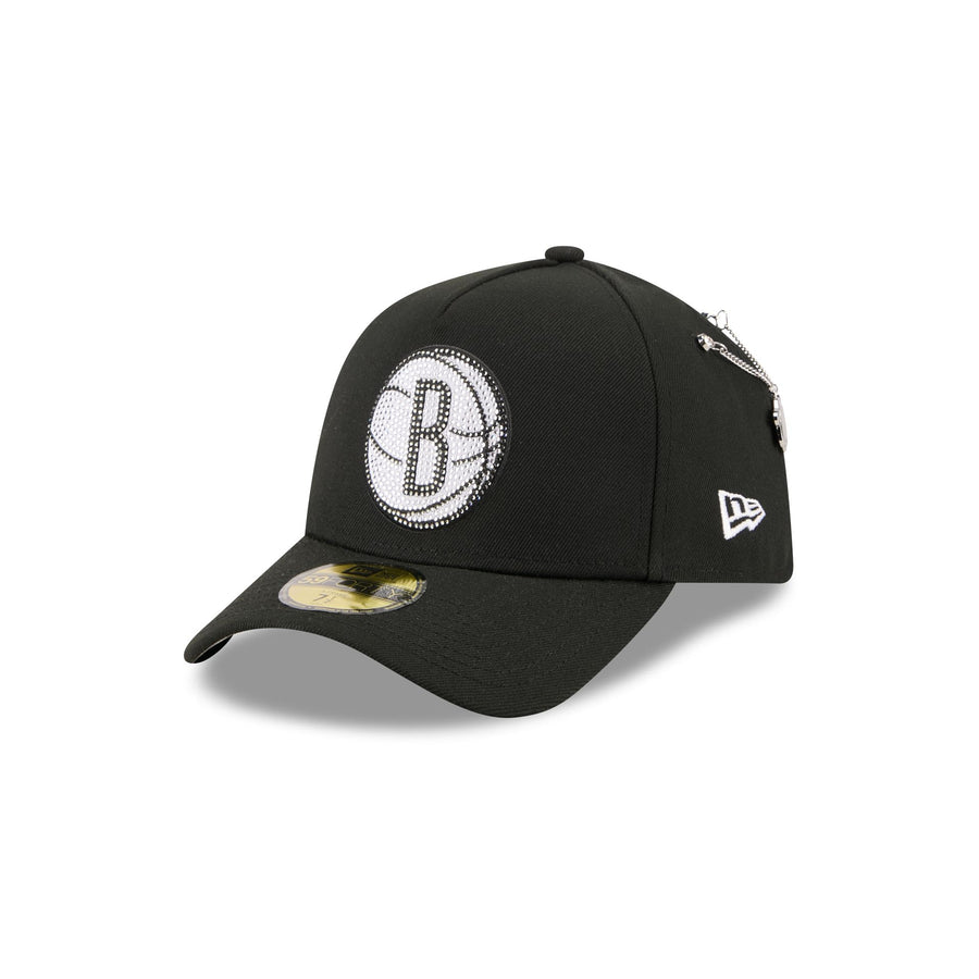 Brooklyn Nets 2026 NBA Draft New Era 59FORTY A-Frame hat with rhinestone B logo and chain pin