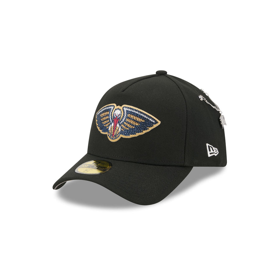 New Orleans Pelicans 2026 NBA Draft New Era 59FORTY A-Frame hat with rhinestone bird logo and chain pin