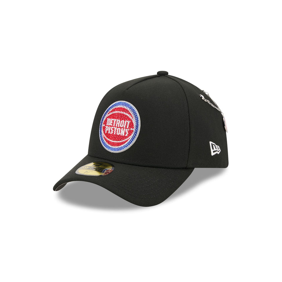 Detroit Pistons 2026 NBA Draft New Era 59FORTY A-Frame hat with rhinestone roundel logo and chain pin