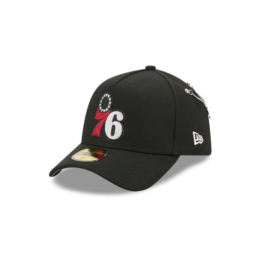 Philadelphia 76ers 2026 NBA Draft New Era 59FORTY A-Frame hat with rhinestone logo and chain pin