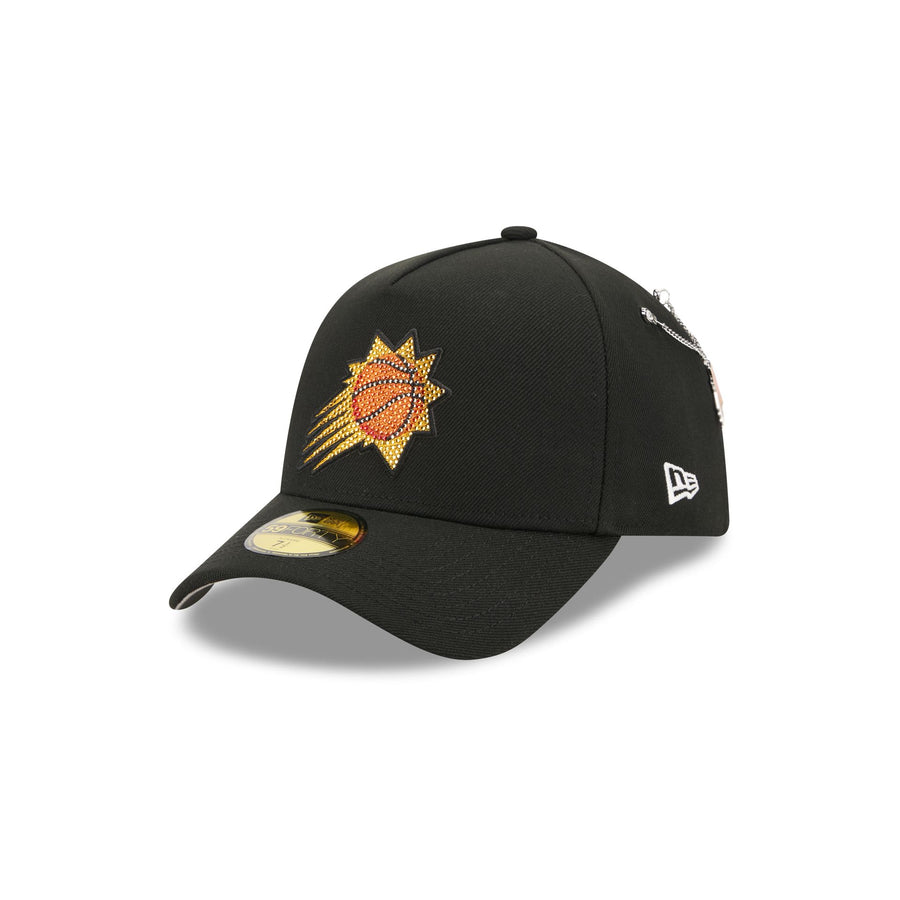 Phoenix Suns 2026 NBA Draft New Era 59FORTY A-Frame hat with rhinestone sunburst logo and chain pin