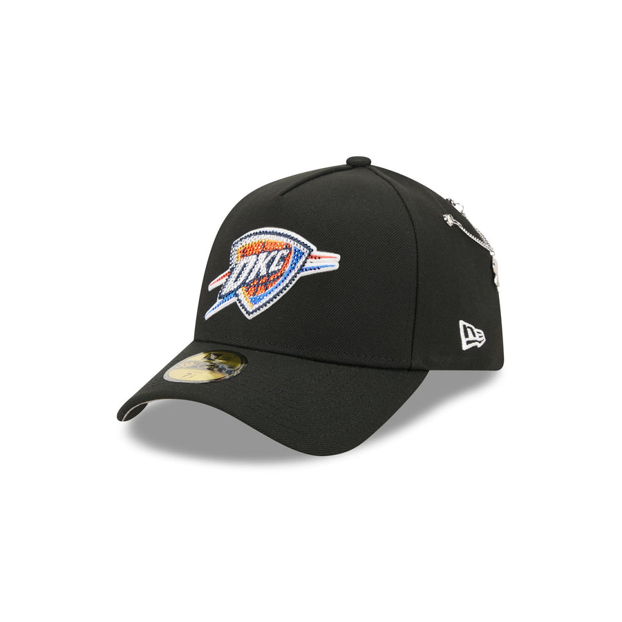 Oklahoma City Thunder 2026 NBA Draft New Era 59FORTY A-Frame hat with rhinestone shield logo and chain pin