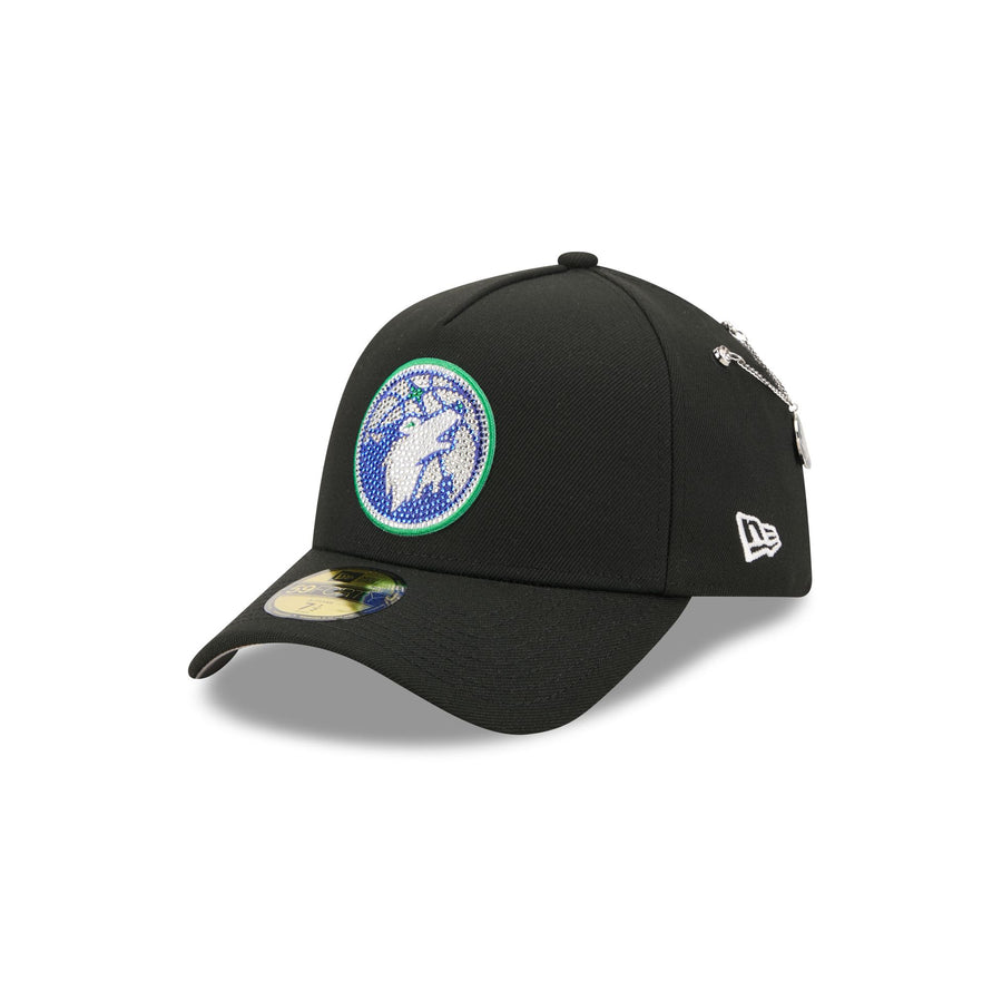 Minnesota Timberwolves 2026 NBA Draft New Era 59FORTY A-Frame hat with rhinestone wolf logo and chain pin