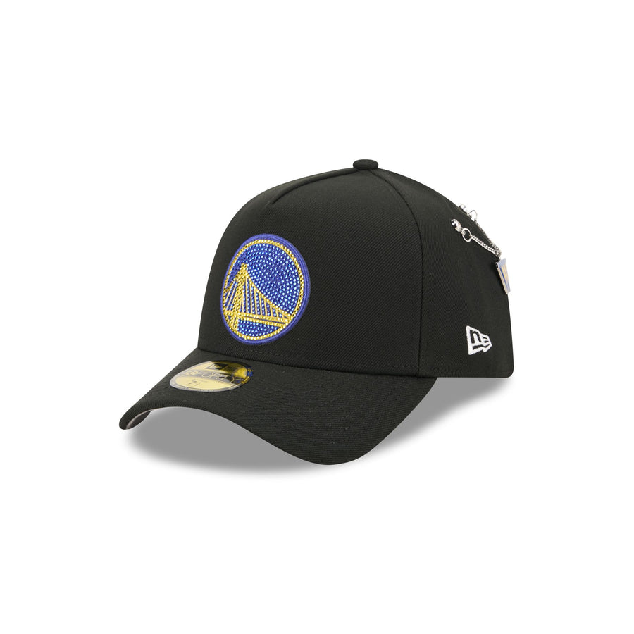 Golden State Warriors 2026 NBA Draft New Era 59FORTY A-Frame hat with rhinestone bridge logo and chain pin