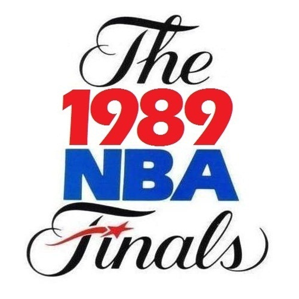1989 NBA Finals logo Pistons over Lakers cursive banner mark