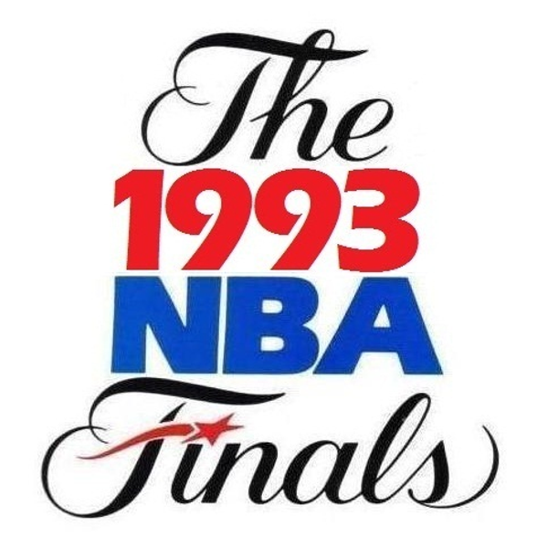 1993 NBA Finals logo Bulls over Suns cursive banner mark