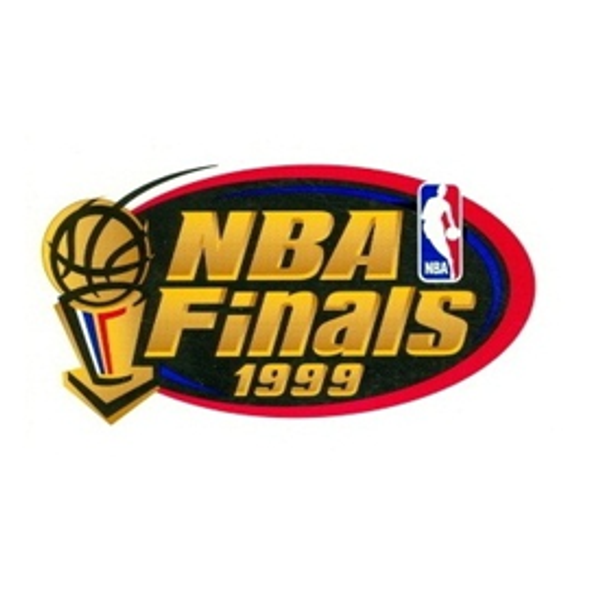 1999 NBA Finals logo Spurs over Knicks gold wordmark