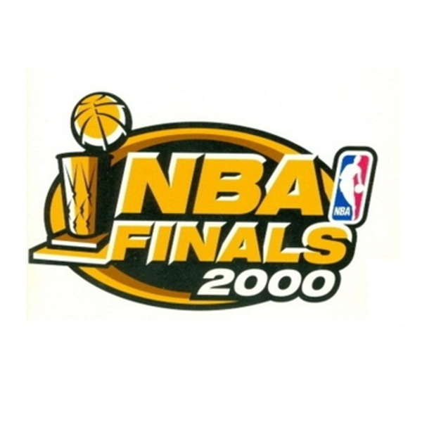 2000 NBA Finals logo Lakers over Pacers gold wordmark