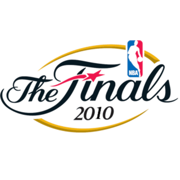2010 NBA Finals logo Lakers over Celtics silver trophy