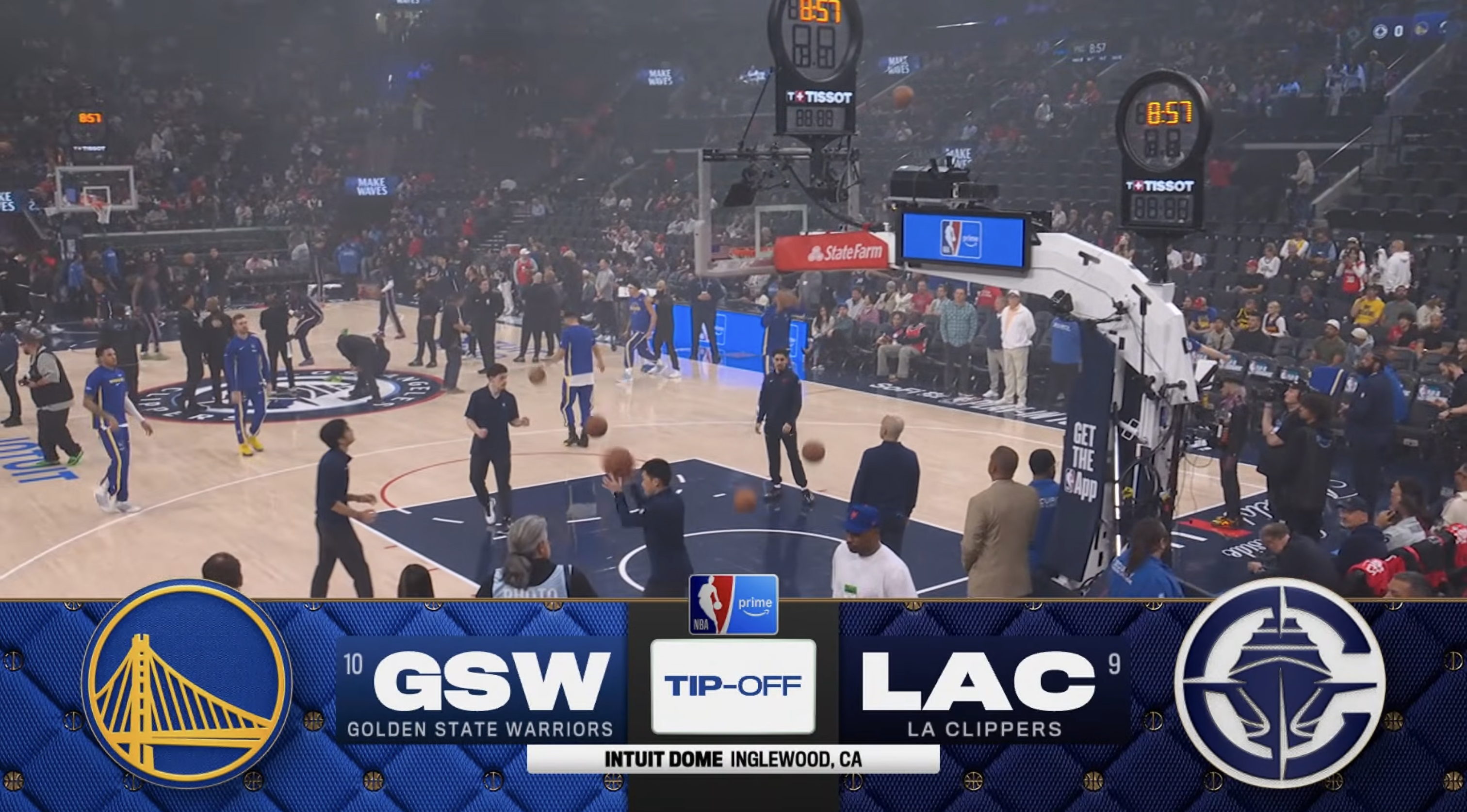 Golden State Warriors vs LA Clippers Play-In Tournament 2026 tip-off at Intuit Dome