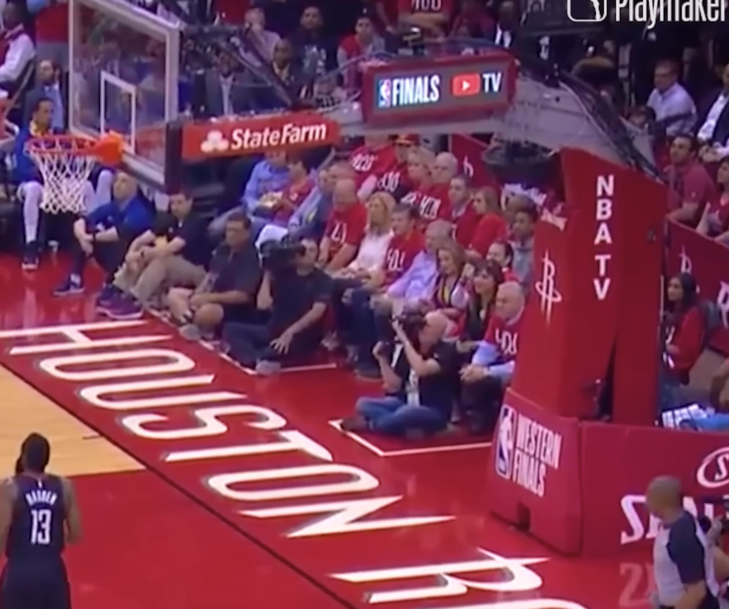 2018 NBA Western Conference Finals basket stanchion pad logo Houston Rockets