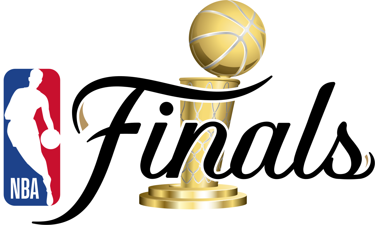 2026 NBA Finals logo featuring the NBA logoman, Finals in black cursive script, and the Larry O'Brien Championship Trophy rendered in gold