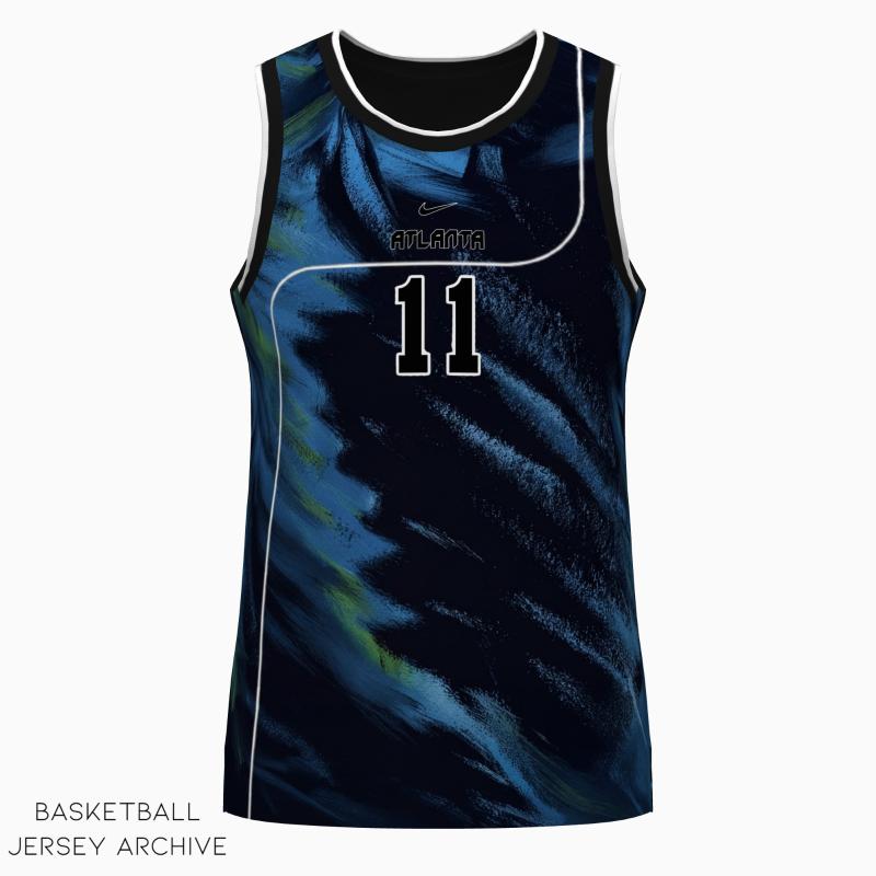 Atlanta Hawks 2026 NBA Christmas Day jersey with blue and green brushstroke pattern