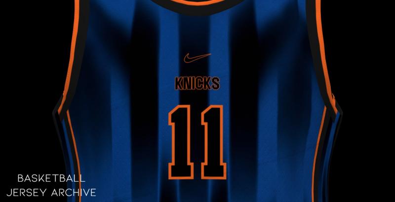 New York Knicks 2026 NBA Christmas Day jersey with blue and orange stripes