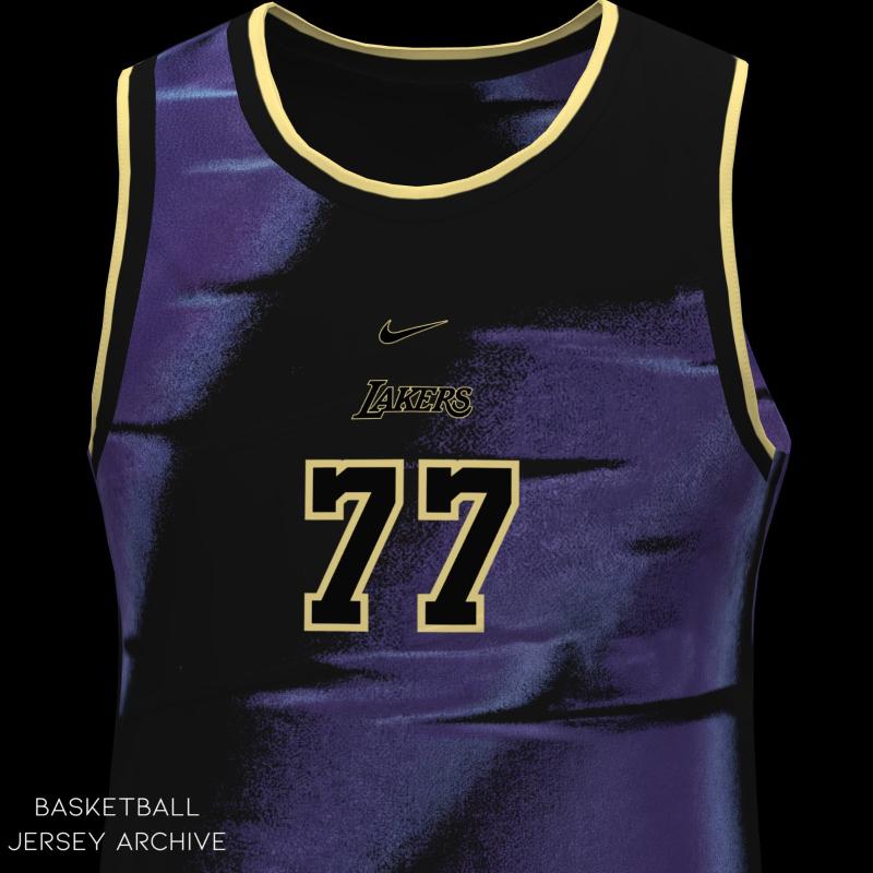 Los Angeles Lakers 2026 Christmas jersey side angle showing dark design