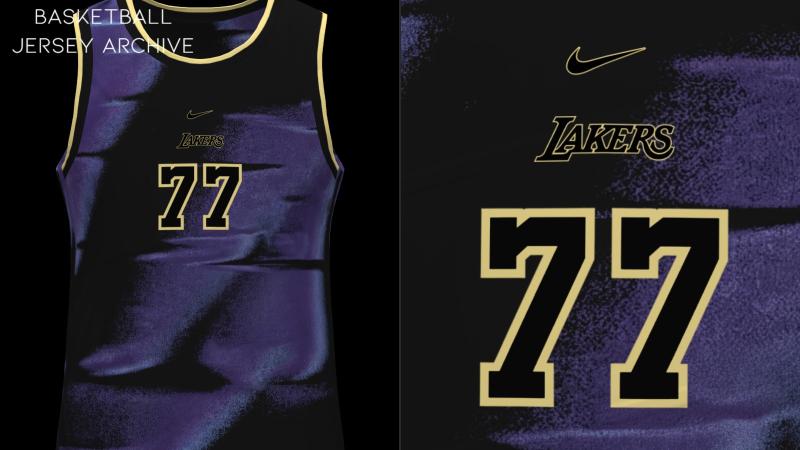 Los Angeles Lakers 2026 NBA Christmas Day jersey with dark purple satin texture on black