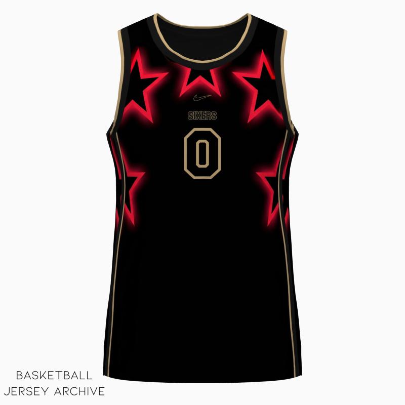 Detail of glowing star pattern on 76ers 2026 Christmas jersey