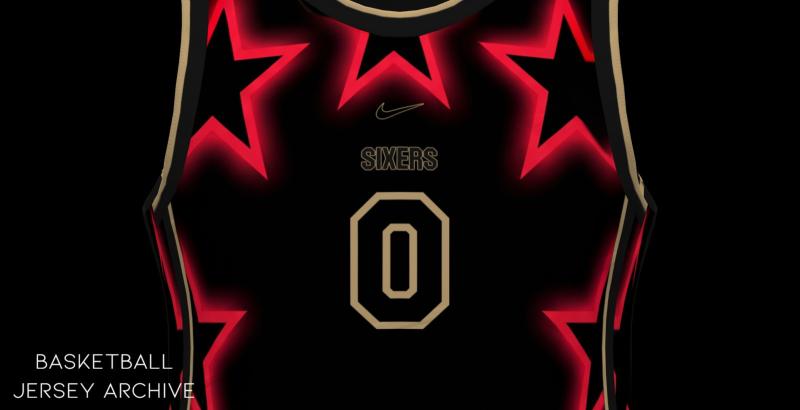 Philadelphia 76ers 2026 NBA Christmas Day jersey with glowing red stars on black