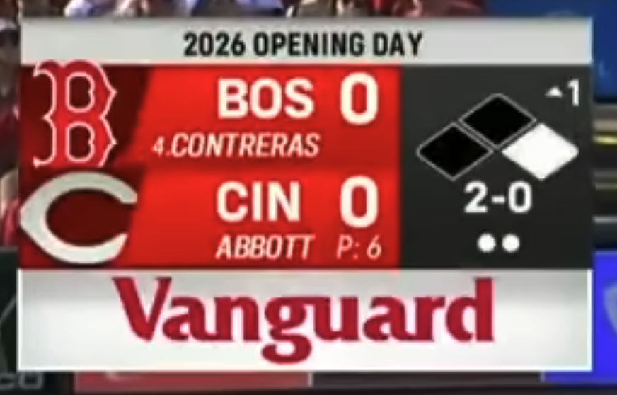 New NESN 2026 Opening Day scorebug Red Sox vs Reds