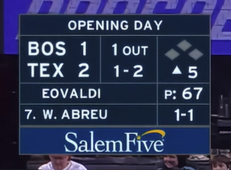 Old NESN scorebug Opening Day Red Sox vs Rangers