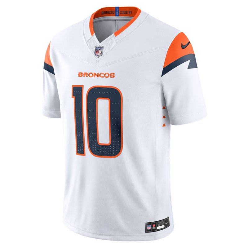 Denver Broncos white road jersey worn Monday September 14, 2026 against the Chiefs, from the ColorWay Sports NFL uniform tracker