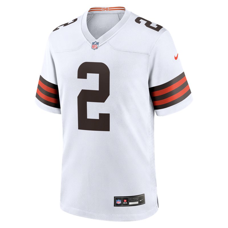 Cleveland Browns white road jersey worn Sunday September 13, 2026 against the Jaguars, from the ColorWay Sports NFL uniform tracker