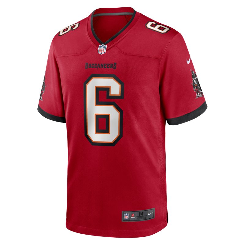 Tampa Bay Buccaneers red jersey, expected at Dallas on Thursday Night Football in Week 5 of 2026