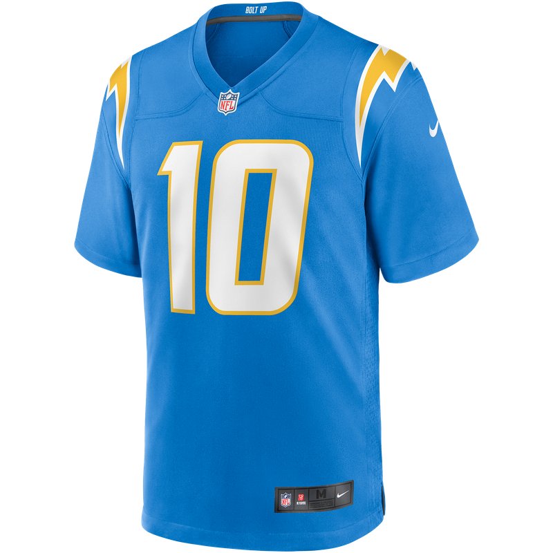 Los Angeles Chargers powder blue home jersey worn Sunday September 13, 2026 against the Cardinals, from the ColorWay Sports NFL uniform tracker