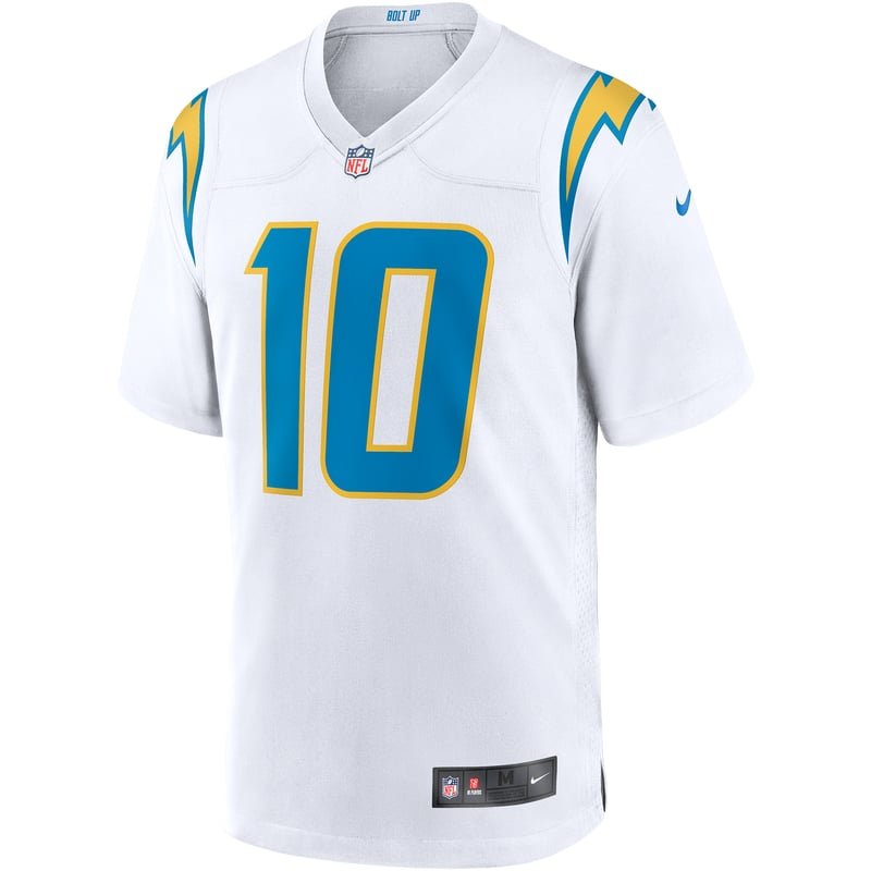 Los Angeles Chargers white road jersey, worn all white at Buffalo in Week 3 of 2026