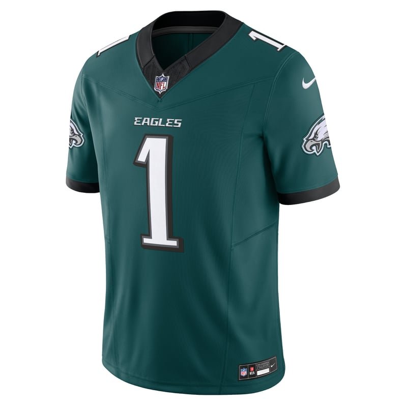 Philadelphia Eagles midnight green home jersey worn Sunday September 13, 2026 against the Commanders, from the ColorWay Sports NFL uniform tracker