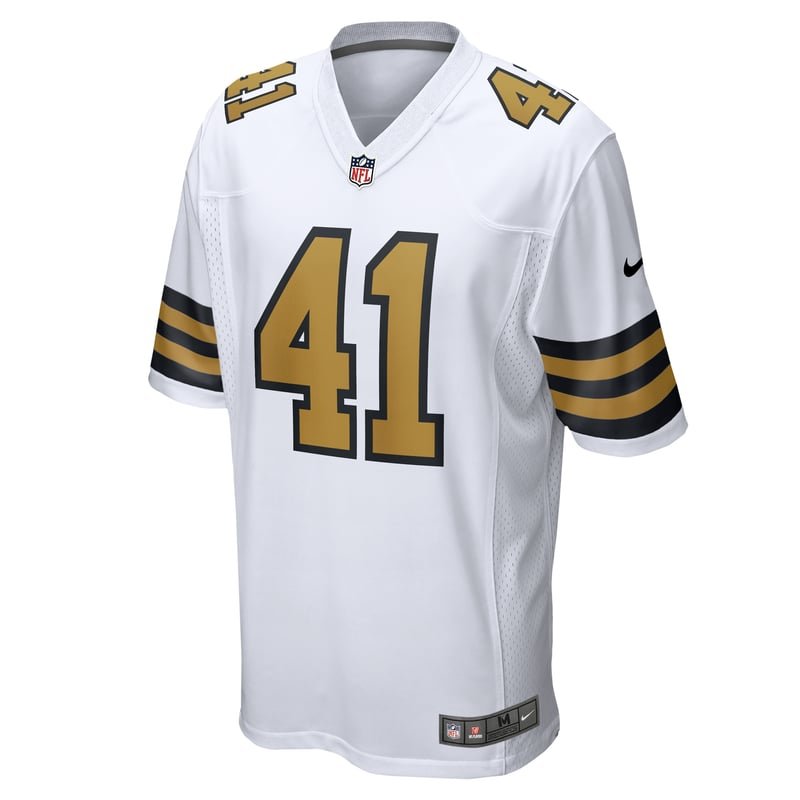 New Orleans Saints white alternate jersey, confirmed at the Giants in Week 6 of 2026