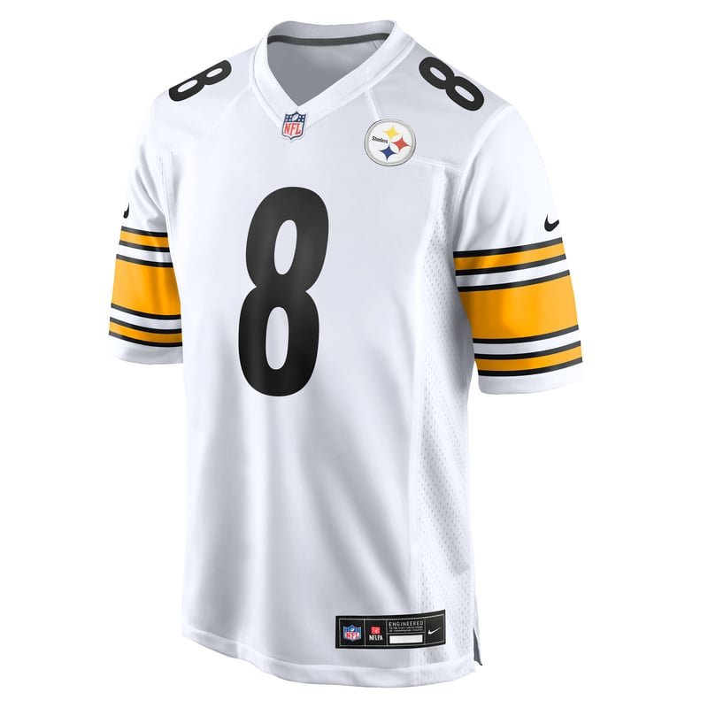 Pittsburgh Steelers white road jersey, expected at Cleveland in Week 4 of 2026