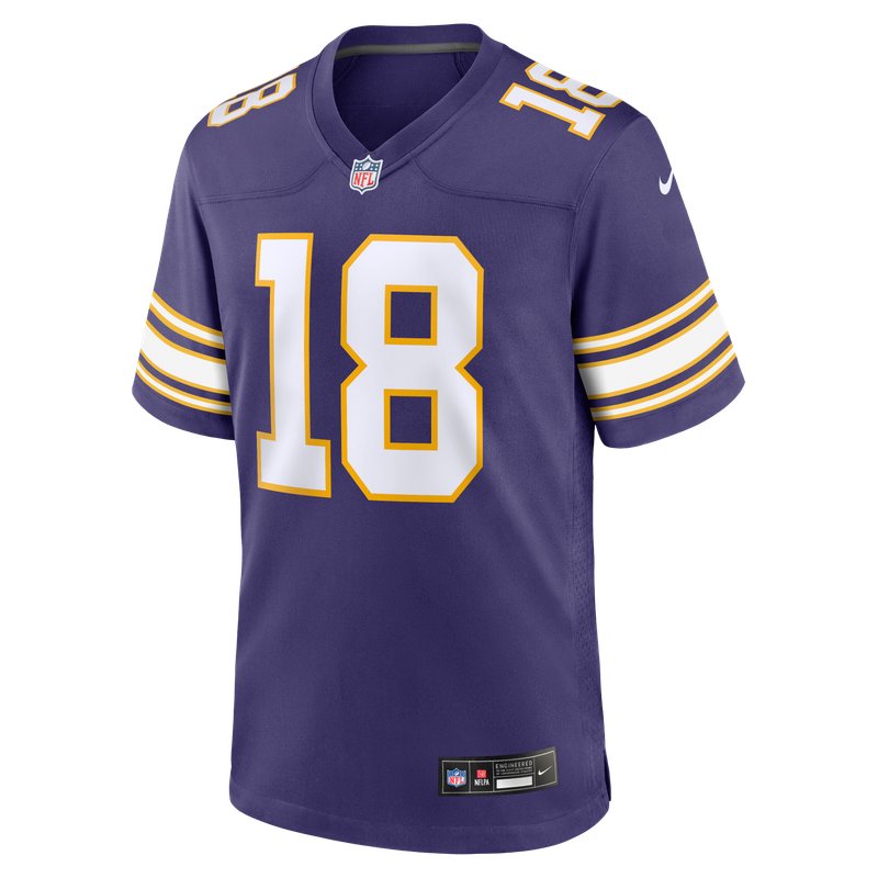 Minnesota Vikings purple classic jersey worn Sunday September 13, 2026 against the Packers, from the ColorWay Sports NFL uniform tracker