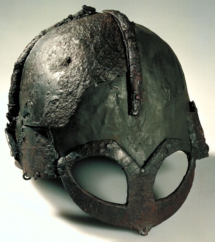 The Gjermundbu helmet, an iron Viking Age helmet with a rounded cap and eye guards and no horns