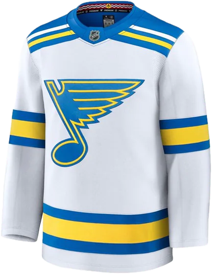 St. Louis Blues Road White sweater worn October 15 2026 against the Wild, from the NHL daily uniform tracker