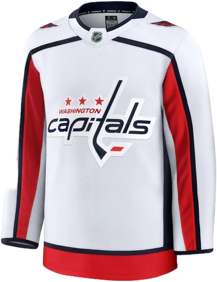 Washington Capitals Road White sweater worn October 13 2026 against the Hurricanes, from the NHL daily uniform tracker